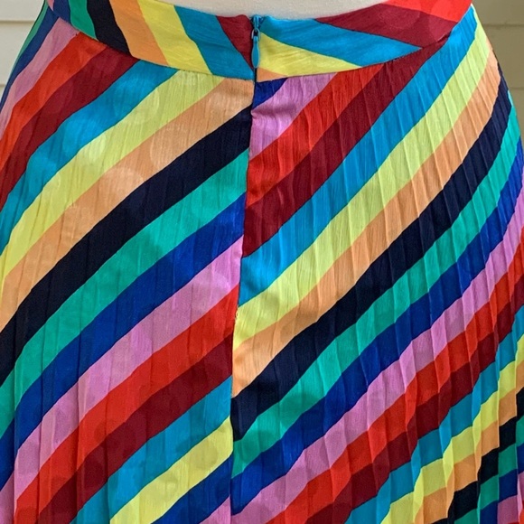 Vintage Rainbow Striped Maxi Skirt Asymmetric Petite Small SP Chiffon small Flaw - Picture 4 of 12